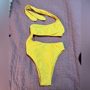 Burnt orange/yellow Abercrombie bathing suit worn once